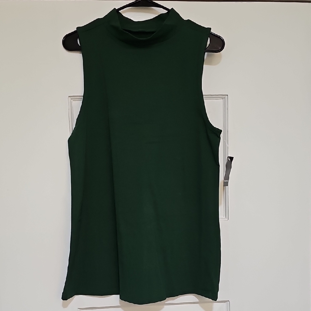 Torrid Green Sleeveless Tank Top with Mandarin Collar